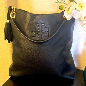 Tory Burch Black Leather Hobo Bag